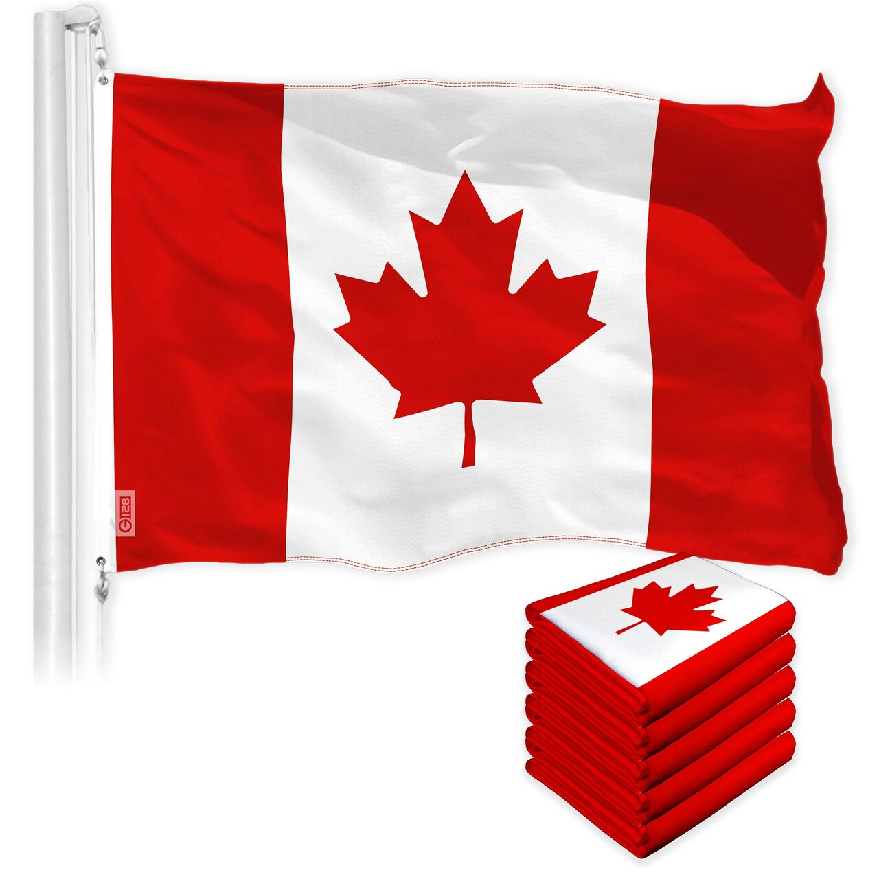 G128 5 Pack: Canada Canadian Flag | 4x6 Ft | LiteWeave Pro Series Printed 150D Poly | Country Flag, Indoor/Outdoor, Vibrant Colors, Brass Grommets, Thicker and More Durable Than 100D 75D Polyester